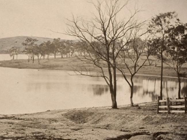 The Yan Yean reservoir, pictured in the 1850s, was Melbourne’s first water source outside the Yarra. Picture: State Library of Victoria