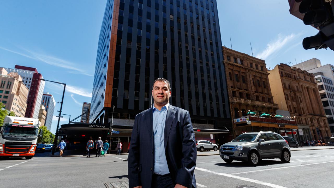 Property developer Ross Pelligra outside 80 King William Street, Adelaide. Picture: Matt Turner