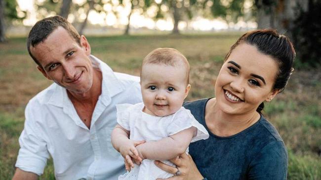 Louis Moore and Courtney Leverington with their daughter Ayla. Picture: Contributed