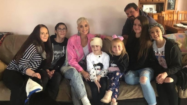 Grace Moores and her family with Katy Perry in 2018. Picture Supplied