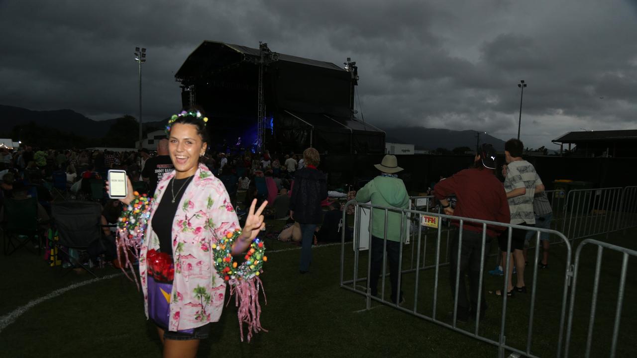 Greta Pattuzzi enjoys her shift working at the Cairns edition of the Red Hot Summer Tour, held at the Cairns Showgrounds on May 25 2024. Picture: Angus McIntyre