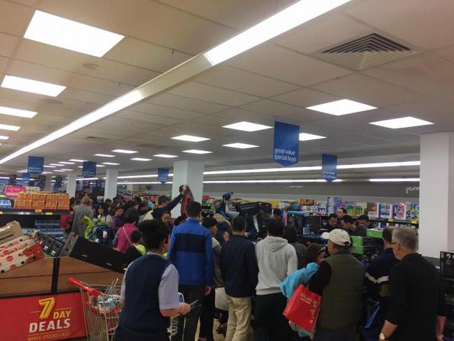 Some of the queues inside ALDI. Picture: Supplied.