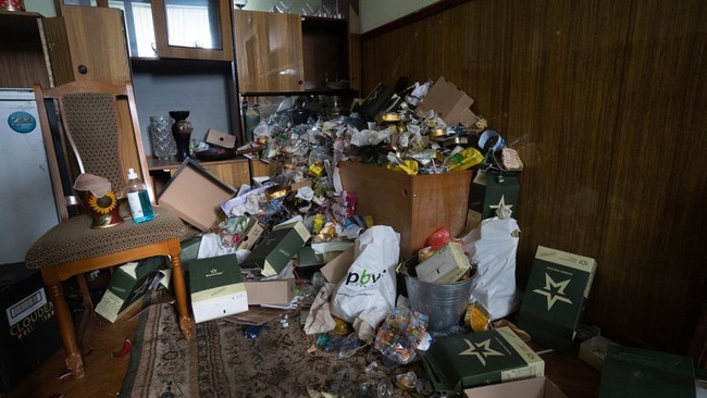 Garbage was strewn throughout 144 Yablunska Street, which housed nearly 100 Russian soldiers.