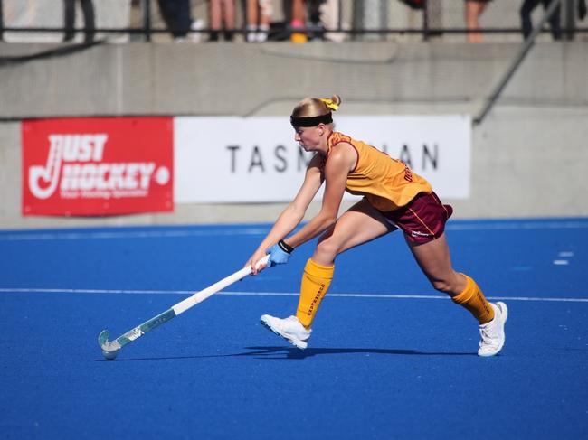 Gold Coast talent Aurora Kovacevich in action on the hockey field. Picture: Supplied.