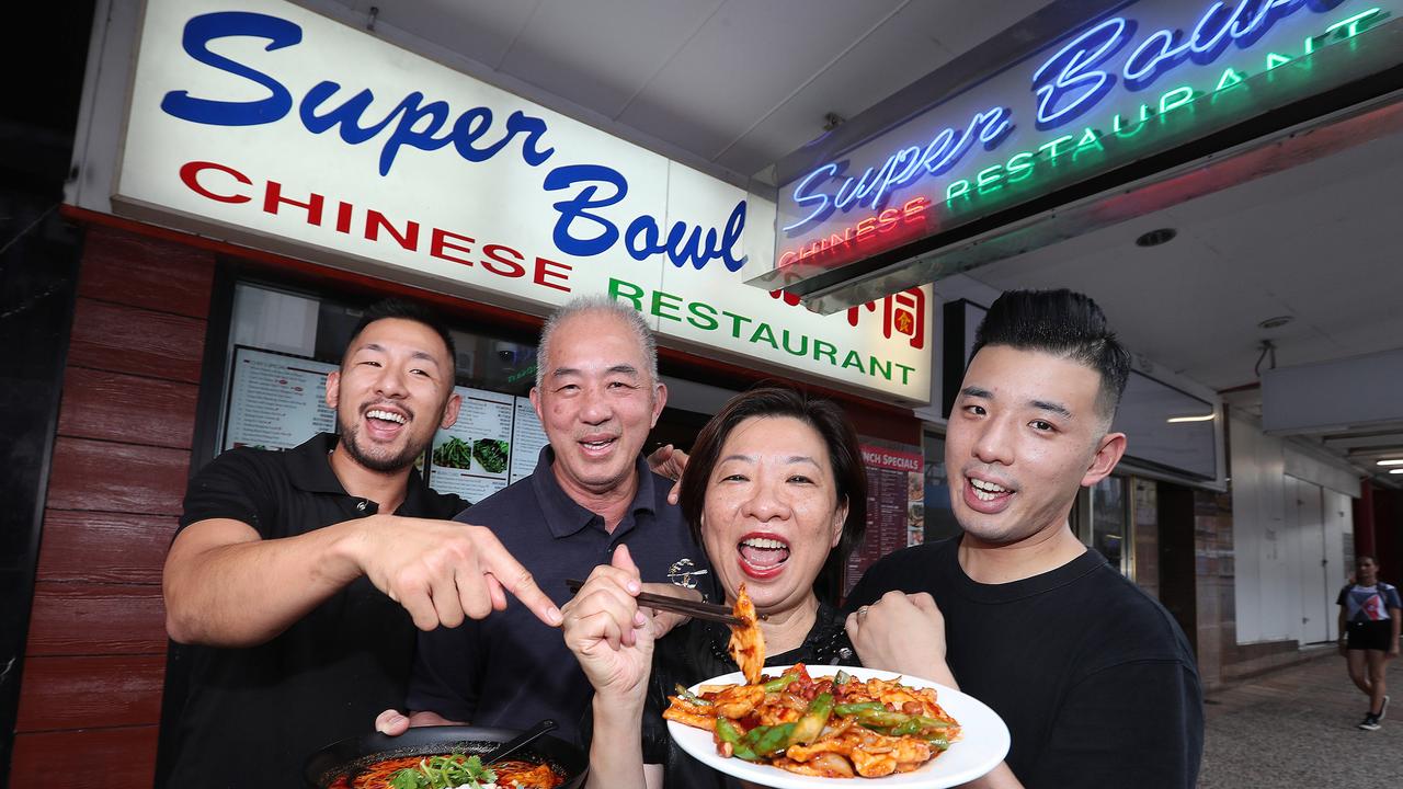 Owners Nelson Chung, Jimmy Chung, Eunice Chung and Nick Chung at Super Bowl Chinese restaurant in Fortitude Valley. Picture: Annette Dew