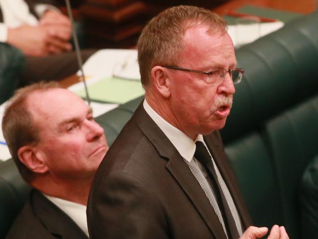 QUIET OPERATORS: Independent Regional Development Minister Geoff Brock and Trade and Investment Minister Martin Hamilton-Smith in Parliament.