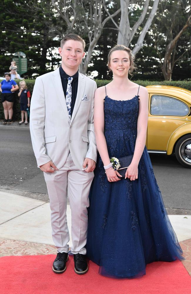 Terry Myers and Mali Dawson at Centenary Heights State High School formal. Picture; Patrick Woods.