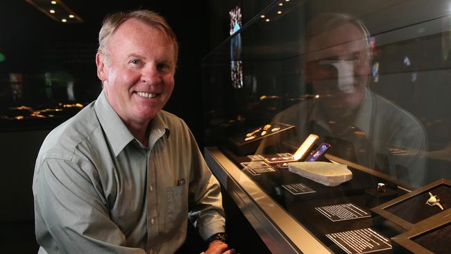 Andy Thomas with a family opal that traveled to space on Andy's first mission. Photo: Calum Robertson