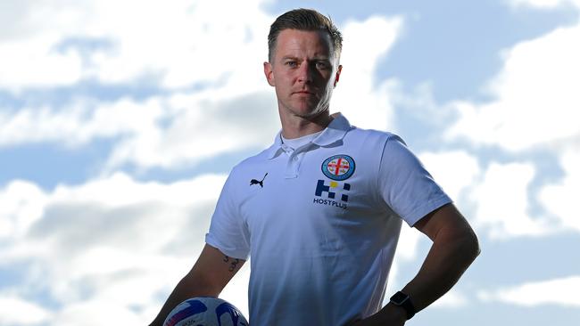 MELBOURNE, AUSTRALIA - MAY 29: Scott Jamieson poses during a media opportunity after announcing he will retire after the A-League Grand Final, at AAMI Park on May 29, 2023 in Melbourne, Australia. (Photo by Quinn Rooney/Getty Images)