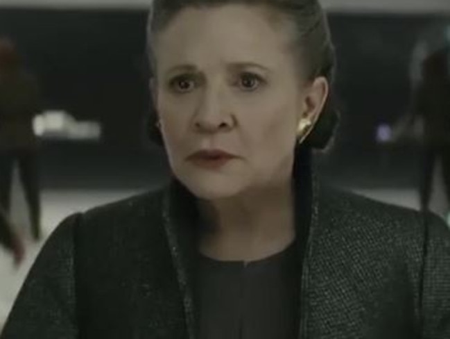 Carrie Fisher in a scene from Star Wars: The Last Jedi. Picture: Supplied