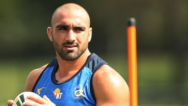 Tim Mannah during Parramatta Eels training in North Parramatta. Picture. Phil Hillyard