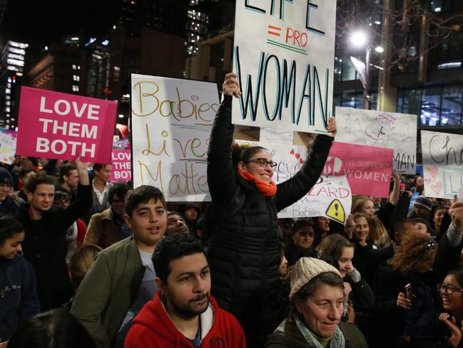 Protesters during a rally against the Reproductive Health Care Reform Bill 2019 in Martin Place. Picture: Justin Lloyd