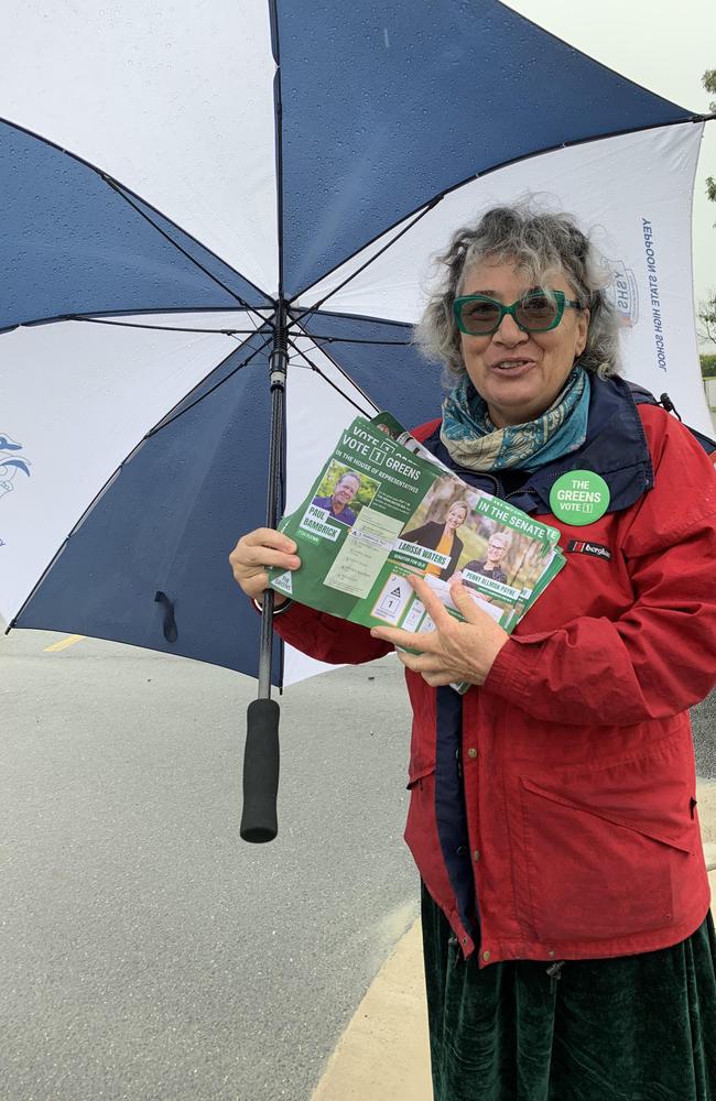 Volunteers brave the wet and cold at Gracemere for the Federal Election 2022 Flynn electorate.