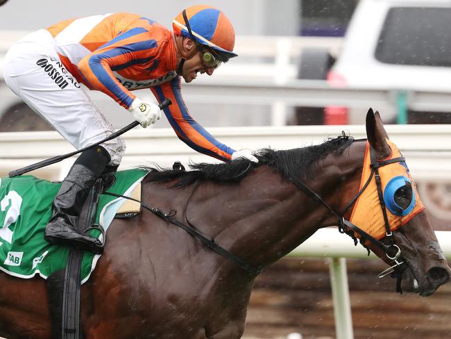 Victoria Derby Day races at Flemington. 02/11/2019. Race 5. The Empire Rose Stakes over 1600 meters.  Melody Belle ridden by Opie Bosson (orange) beats home Aristia ridden by Craig Williams to win the group 1 Empire Rose stakes  . Pic: Michael Klein