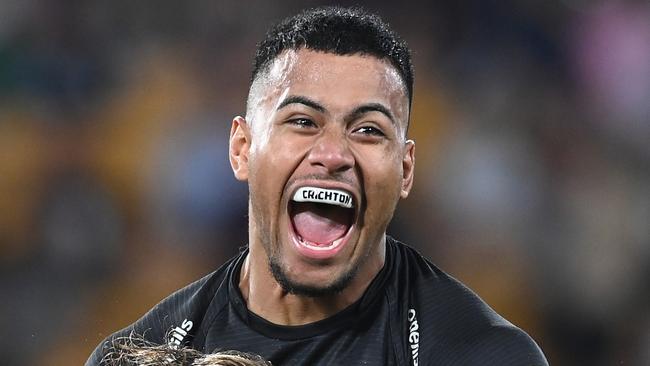 Stephen Crichton intercepted a Cody Walker pass to help Penrith win the 2021 title. Picture: Bradley Kanaris/Getty Images