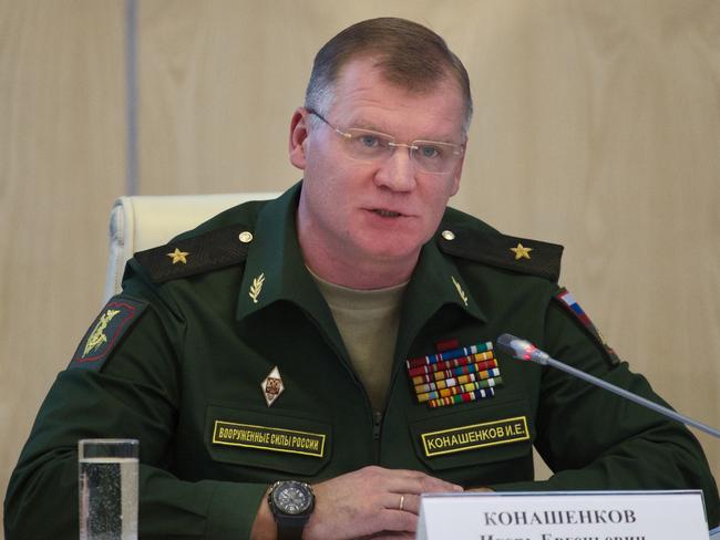 Major General Konashenkov claims Ukraine are hiding radar data which may show the missile hitting MH17 from Ukrainian held territory. Picture: AP