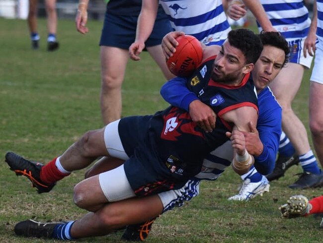 Action from the Mount Barker v Uraidla Hills Football League game. Picture: Supplied, Mount Barker Football Club Facebook page