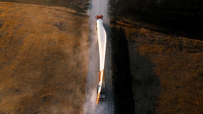 (Not actual image of blade) The turbine blades for a wind turbine being transported to the construction site Picture: Denis Shevchuk/istock