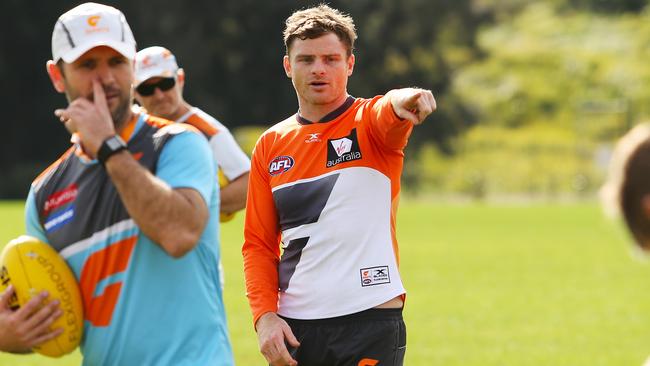 Heath Shaw directs traffic at GWS training.