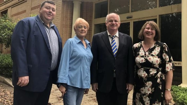 Parramatta’s Epping ward councillors Bill Tyrrell (pictured, left), Lorraine Wearne (left, centre) and Donna Davis (right) who have been pushing for Epping pool and the Dence Park project.