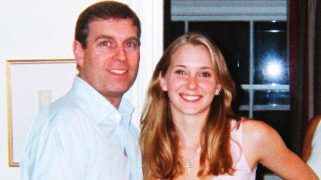 Prince Andrew and Virginia Roberts, aged 17, at Ghislaine Maxwell's townhouse in London in 2001. Picture: Shutterstock