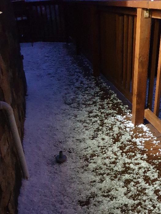 Large hail stones fell at the Mt Lofty home of Steve on Tuesday. Picture: Jet Flight Simulator