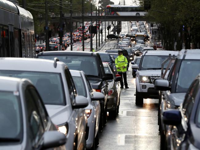 The power outage brought traffic to a standstill on North Tce. Picture: Calum Robertson