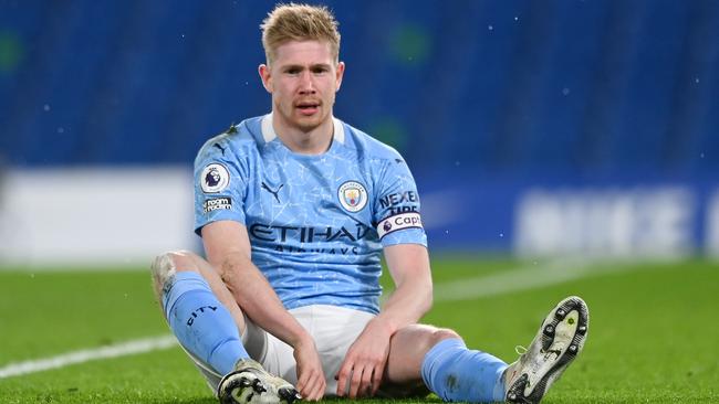 Manchester City’s Kevin De Bruyne is feeling the effects of the packed schedule