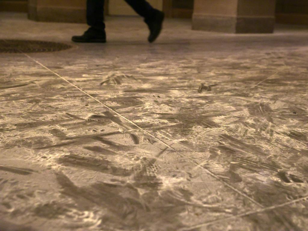 Remnants of tear gas, pepper spray and fire extinguisher are seen covering a hallway at the U.S. Capitol. Picture: Getty