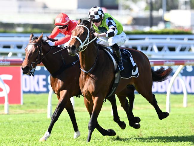Chris Waller-trained Imperalist, with James McDonald in the saddle, scores the Listed The Phoenix at Eagle Farm. Picture: Grant Peters / Trackside Photography.