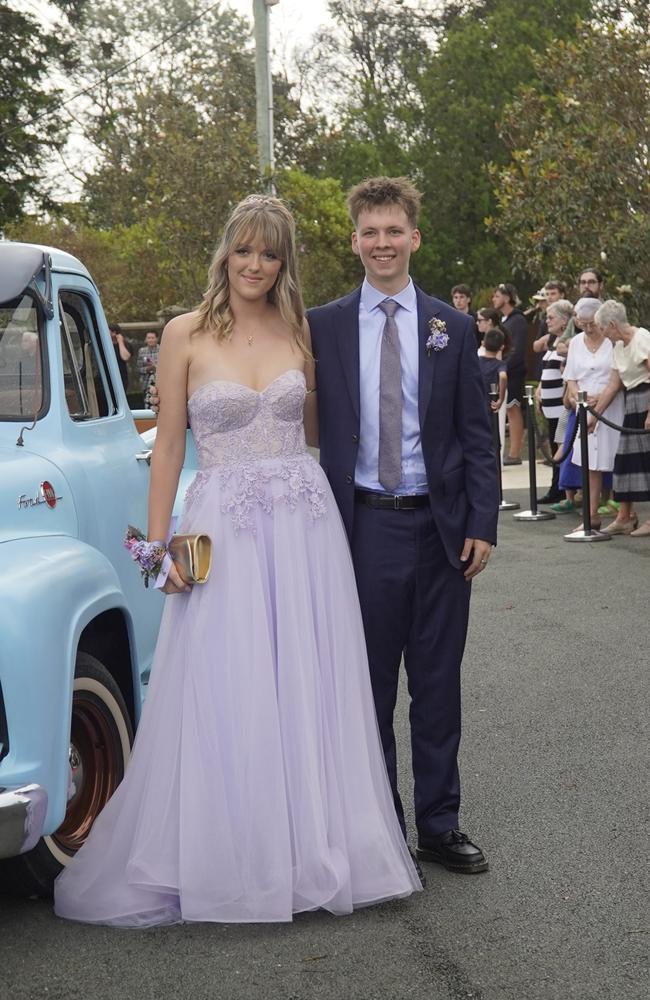 Students arriving in style for the 2024 Glasshouse Christian College formal at Flaxton Gardens.