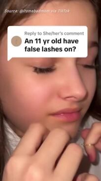 Mum lets her 11-year-old wear fake nails and eyelash extensions to school