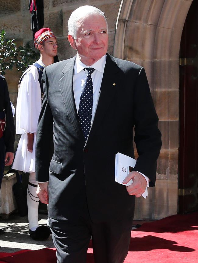 Former premier Nick Greiner attended the funeral. Picture: Richard Dobson