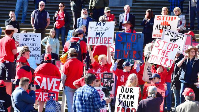 Farmersprotestt outside Parliament House in Melbourne. Picture: Zoe Phillips