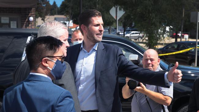 Eric Trump greets supporters outside the Milwaukee Police Association hall last week. Picture: AFP