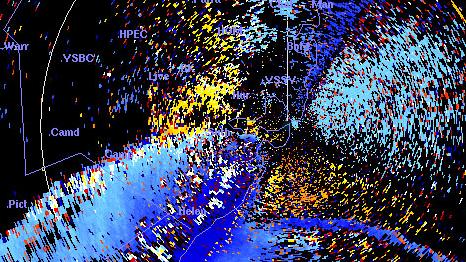 An image from a Sydney Doppler radar weather station.