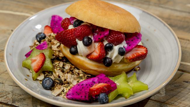 Vegan breakfast doughnut from Caffe Republic. Picture: Jerad Williams