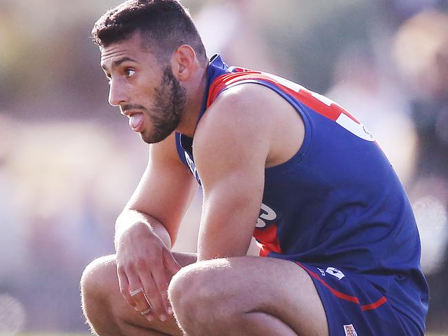 MELBOURNE, AUSTRALIA - APRIL 06: Mohammed Saad of Coburg looks dejected after defeat during the round one VFL match between the Coburg Lions and Collingwood Magpies at Pirhana Park on April 06, 2019 in Melbourne, Australia. (Photo by Michael Dodge/AFL Photos/Getty Images)