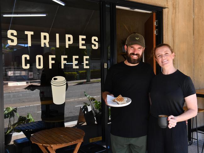 Ash and Rachel Steen at Stripes Coffee in West End. Picture: Evan Morgan