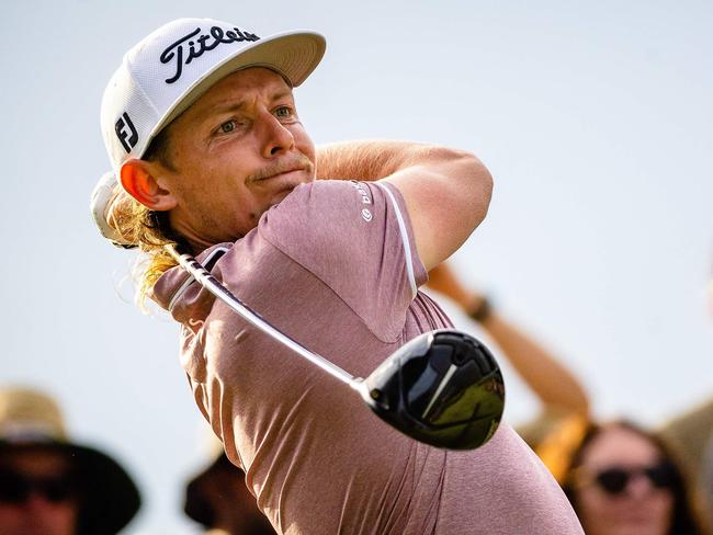 Australia's Cameron Smith plays off the 15th tee during his final round victory in the Australian PGA Championship at Royal Queensland Golf Club on Brisbane on November 27, 2022. (Photo by Patrick HAMILTON / AFP) / -- IMAGE RESTRICTED TO EDITORIAL USE - STRICTLY NO COMMERCIAL USE --