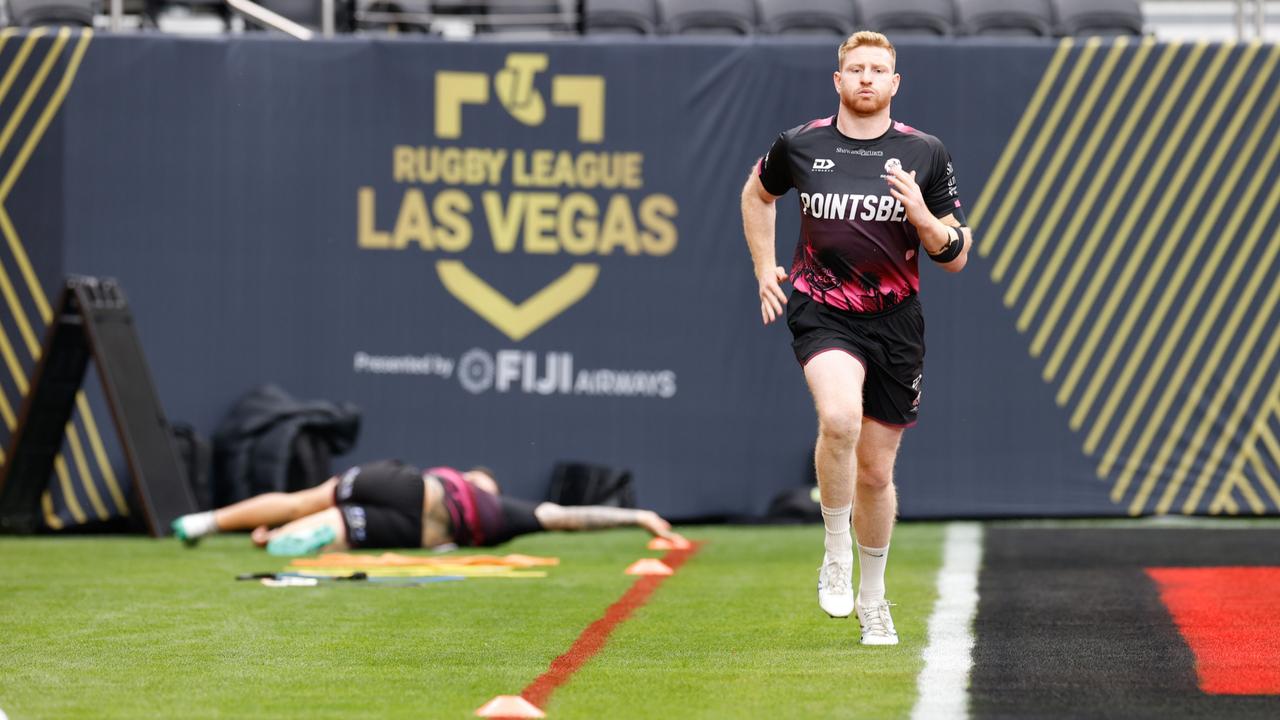 NRL teams in Las Vegas, USA, for the launch of the 2024 season. Manly Sea Eagles players at training before the match against South Sydney. Brad Parker pictured. Picure: Todd Martyn-Jones.