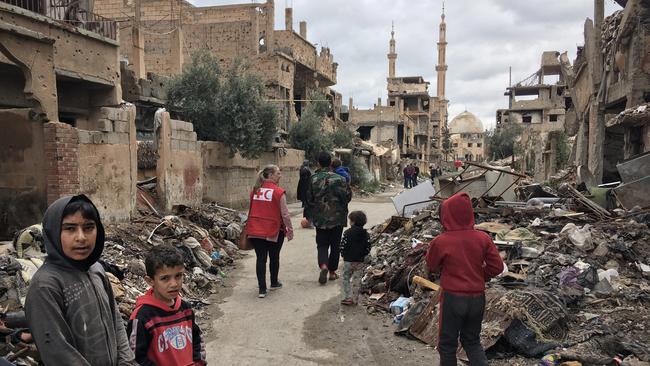 The destroyed streets of Deir ez-Zor in Syria. Picture: Ella Pellegrini