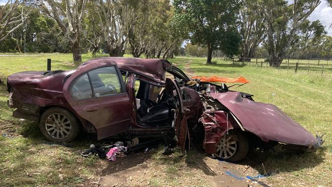 Major Crash is on the scene investigating a single car crash that, killed a 31-year-old Mount Gambier man at Tarpeena early Sunday morning. Picture: Arj Ganesan