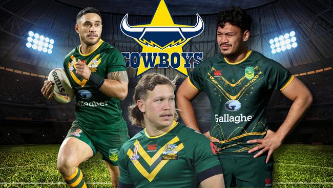 Valentine Holmes, Reuben Cotter and Jeremiah Nanai were among the North Queensland World Cup contingent.