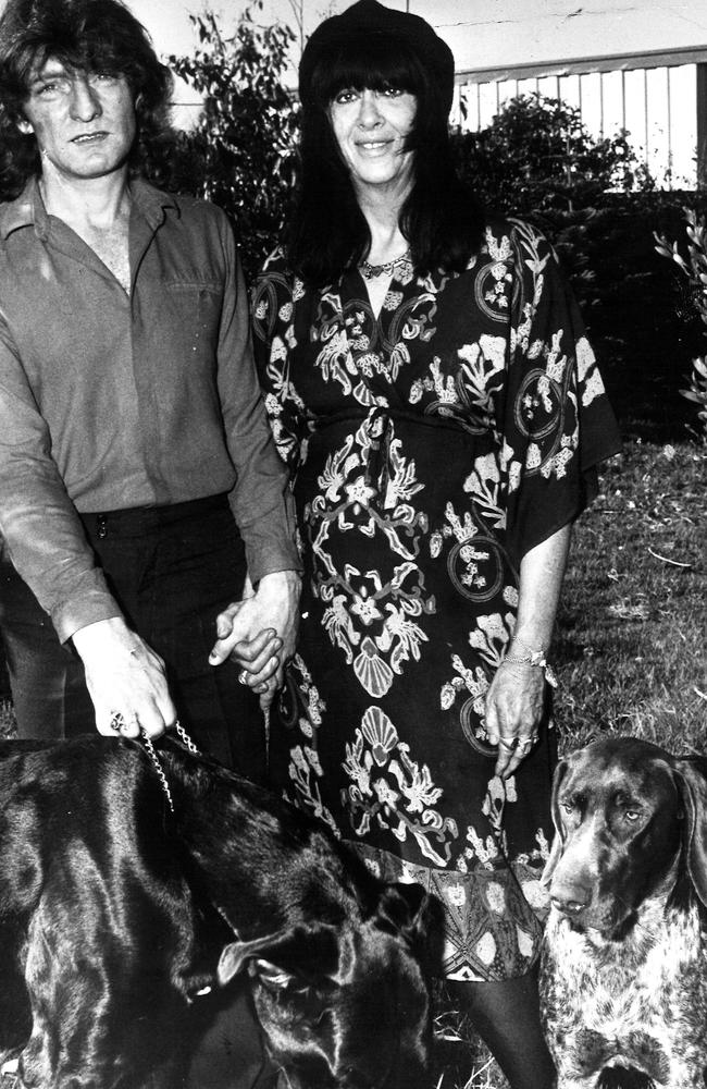 Joey and Shirley Hamilton with their dogs.