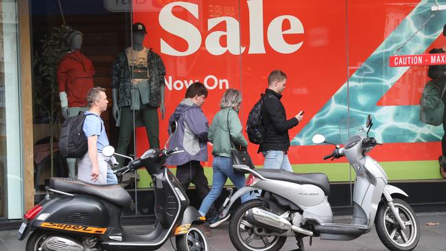 Australian Bureau of Statistics figures released last week showed a 9.6 per cent increase in retail sales for April compared to a year earlier. Picture: NCA NewsWire / David Crosling