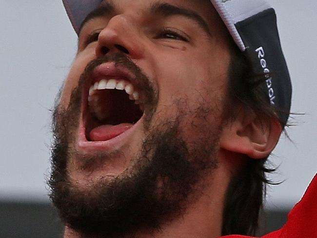 CHICAGO, IL - JUNE 18: Antoine Vermette #80 of the Chicago Blackhawks holds the Stanley Cup trophy during the Chicago Blackhawks Stanley Cup Championship Rally at Soldier Field on June 18, 2015 in Chicago, Illinois. Jonathan Daniel/Getty Images == FOR NEWSPAPERS, INTERNET, TELCOS & TELEVISION USE ONLY ==