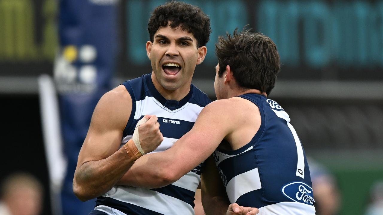 Tyson Stengle played a starring role for the Cats in Saturday’s clash with North Melbourne. Picture: Getty Images