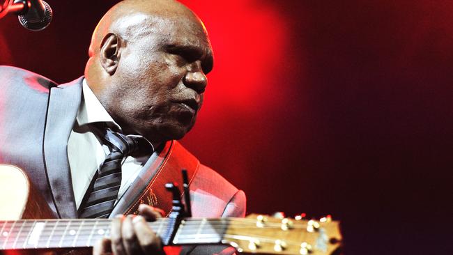 Archie Roach plays at the Yothu Yindi tribute during the National Indigenous Music Awards held at Botanic Gardens Ampitheatre in 2014.