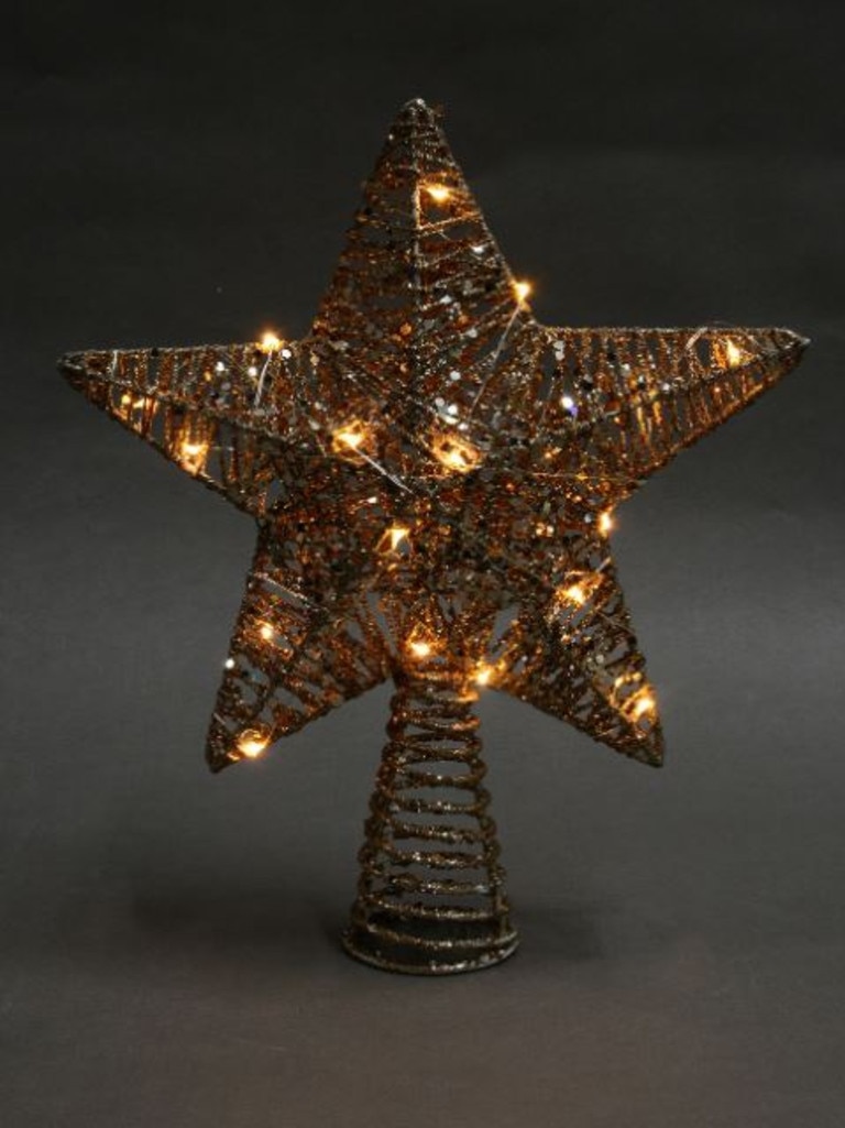 The Christmas Warehouse Star Tree Topper in Gold Glitter With Warm White Lights